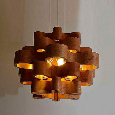 Loft Wooden Chandlier фото 6