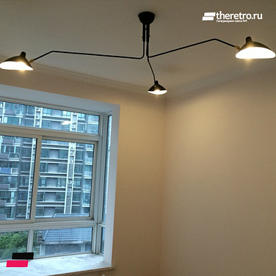 Serge Mouille 3 Arm Ceiling фото 13
